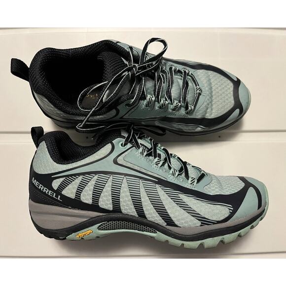 Merrell Women's Size 7 Siren Edge 3 Hiking Shoes Green Blue J034430 Vibram Sole - Picture 1 of 9